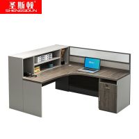 圣斯顿S-SF15160板式屏风工位含侧柜1600*1500*750-1100mm(套)胡桃+铁灰色