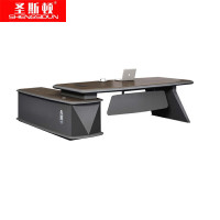 圣斯顿 FLZZ-8522油板结合班台办公桌2200*2000*760mm(单位:套)胡桃+铁灰闪银