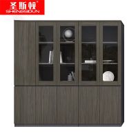 圣斯顿 GN-15F2008R现代板式五门文件柜书柜2000*400*2000mm(套)胡桃色+铁灰