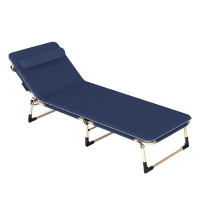 三极 TP1020 折叠床室内商务办公休闲单人办公室加宽加厚加棉垫午睡床 藏青色+毛绒棉垫