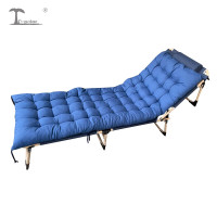 三极 TP1022 折叠床躺椅办公室午睡午休床简易单人便携行军床加毛绒垫 藏青色+珍珠棉垫