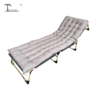 三极 TP1022 折叠床躺椅办公室午睡午休床简易单人便携行军床加毛绒垫 银灰色+珍珠棉垫