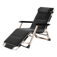 三极 TP1023 透气特斯林折叠床躺椅商务办公午睡午休床椅办公室懒人靠背逍遥椅 黑色+棉垫