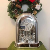 RHYTHM 欧式办公室卧室客厅创意水晶座钟装饰旋转台式钟表4SG696 银4SG696WR19