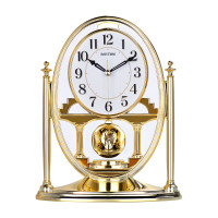 RHYTHM 丽声时钟欧式座钟钟表轻奢高档现代创意石英钟水晶钟摆客厅书房钟饰 CRP609WR18金