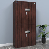 虎牌 电子保密柜大型密码锁钢制保险柜办公柜双节分体文件柜 木纹色