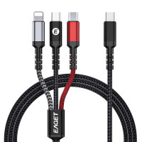 忆捷(EAGET)EC011 100W快充数据线Type-C 一拖三高效传输 适用苹果华为安卓手机