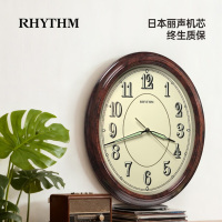 丽声(RHYTHM)日本正品挂钟 简约机芯超大尺寸超大字木质原装椭圆形挂钟挂墙钟表 CMG712NR06 39cm