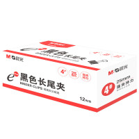 晨光(M&G)文具4#25mm 12只/盒 黑色长尾夹办公用品金属票据夹 ABS92729 单盒装 起订量:5