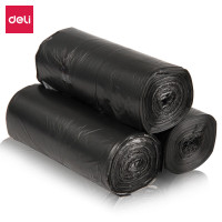 得力(deli)3卷(90只)点段式办公生活加厚垃圾袋33067 垃圾袋 平口式 黑