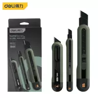 得力(deli)国民家居home系列伸缩美工刀安全刀 3支/盒 清雅绿 HT4003L