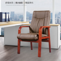 办公椅 白寅 固定扶手 皮质 浅咖色 600