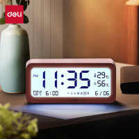 挂钟/钟表 得力/deli 8826 LED 长方形 石英 绿色 湿度