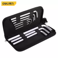 得力(deli)内六角扳手套装内六角螺丝刀工具套装加长内六角公英制内六方组套 布包长型平头内六角9件套 DL2178