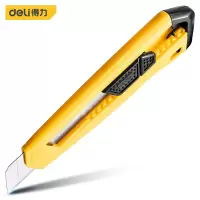 得力(deli) 多功能裁纸刀快递开箱刀具 18mm塑柄美工刀(黄色)DL018B