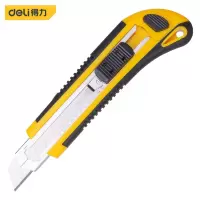 得力(deli)18mm壁纸刀 ABS软胶外壳三连发自动锁定美工刀 DL009