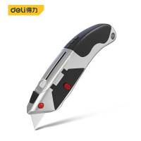 得力(deli)美工刀 10连发重型自锁锌合金美工刀 T型软胶壁纸刀裁纸刀地毯刀含10刀片 DL4262