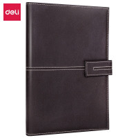 得力(deli)16K120张荔枝纹磁扣皮面本办公用品 商务记事本工作笔记本子文具 棕色3344