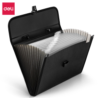 得力(deli)5232 13格A4办公手提风琴包办公文具资料包文件包黑色10个/箱