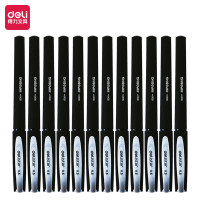 得力(deli)0.5mm黑色中性笔水笔签字笔S30 书写用笔类用具 黑色 12支