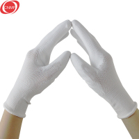 谋福 CNMF耐磨PU涂掌手套 PU涂层涂胶劳保手套 防护尼龙手套 S号(白色边)22cm 1副装 8036-1
