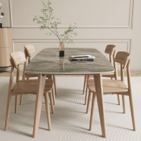 简易餐桌 白寅 方形 岩板 6-8人 6把 简约
