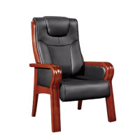 办公椅 白寅 固定扶手 皮质 黑色 690