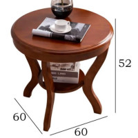茶几 白寅 实木 圆形 胡桃色