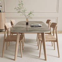 白寅 方形 简易餐桌 岩板 6-8人 6把 简约
