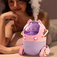 沃品加湿器大雾量桌面卧室办公室容量大卡通造型小巧便携HM12 粉色