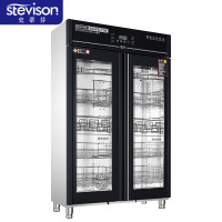史蒂芬(stevison)ZTP1000-E2双门不锈钢玻璃 中温消毒柜四层分餐盘架一层加密杯架具氧紫外线隐藏式发热体6