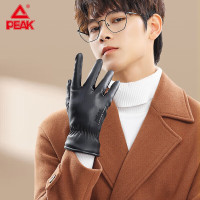 匹克保暖骑行皮手套男女滑雪户外冬天防寒加绒厚触屏 YH23421黑色