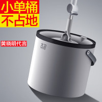 大卫旋转拖把免手洗拖地神器家用一拖净单桶拖布桶懒人拖地托把墩布 加强杆+塑料盘(共2拖头)