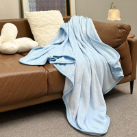 水星家纺 家用午睡毯子办公室毛毯DH 蓝波湾法兰绒毯100cm×140cm
