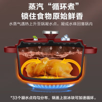 苏泊尔(SUPOR) 珐琅锅铸铁搪瓷汤锅炖锅煲汤锅焖锅燃气炉电磁炉适用 红色[三层加厚] 22cm