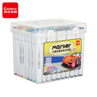 齐心(Comix)80色大三角杆双头速干油性马克笔/学生绘画水彩笔/纤维笔/1.0-6.0mm 80支/桶 ZYMK0