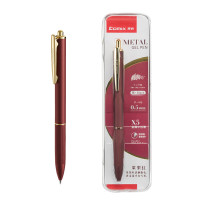 [开学必备]齐心(Comix) 高档复古金属按动中性笔签字笔水笔 子弹头0.5mm 单支装 棠梨红 X5