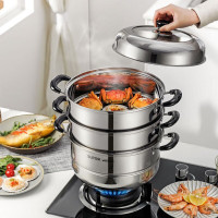 苏泊尔家用多功能双层蒸锅 汤锅304不锈钢26cm燃气电磁炉通用VZ26BS03