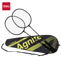 得力(deli)羽毛球拍双拍铁分体娱乐学生成人对打耐用套装 黑色