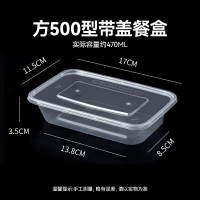 特美居 一次性长方500型波纹带盖打包餐盒300套装透明TMJ-2194