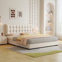 皮艺床现代简约双人床意式轻奢床气压床