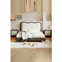 儿童床男孩1.5m1.8米真皮床双人公主床奶油风卡通储物床