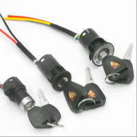 山头林村电动三轮车配件电门锁电源锁电瓶车大头锁中头锁小头锁AB钥匙开关 中号电门锁三线/个