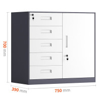 信京 矮柜文件柜 办公室隔断抽屉柜打印机柜带锁资料储存柜 整装700偏五抽(颜色备注)