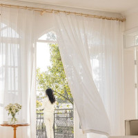 汉司家纺 HANSI-91 1m*0.25m 清新绣花 遮光 纱帘 1.00 米/个 (计价单位:个) 白色