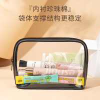 得力(deli)旅行收纳袋 化妆出差三角收纳包/袋 小巧便携透明可视 黑色 64868