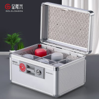 金隆兴 (Glosen) B8049 6格 220*165*150mm 大号 便携式 带安全锁 铝合金 印章整理盒 (