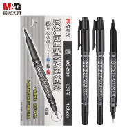 晨光 M&G 小双头黑色记号笔 MG-2130 0.5/1.2mm (黑色) 12支/盒 塑料