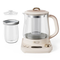 小熊(Bear)养生壶 烧水壶 恒温水壶煮茶器煮茶壶 降噪涂层 带玻璃炖盅1.5升 米白色 YSH-E15L7