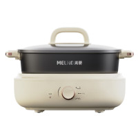 美菱 火锅专用锅家用分体式 MT-HZ55H2 6L电锅一体多功能锅 电热锅3-4个 浅黄色